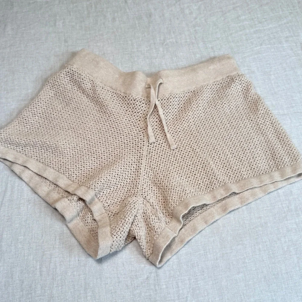 Pact Crochet Knit Shorts Womens S Beige Beachside Linen Crochet Organic Cotton